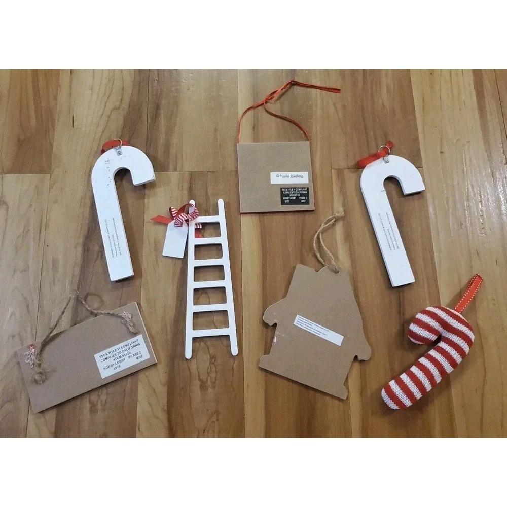 Candy Cane Cafe Wood Signs And Ornaments Lot Christmas Holiday Decor